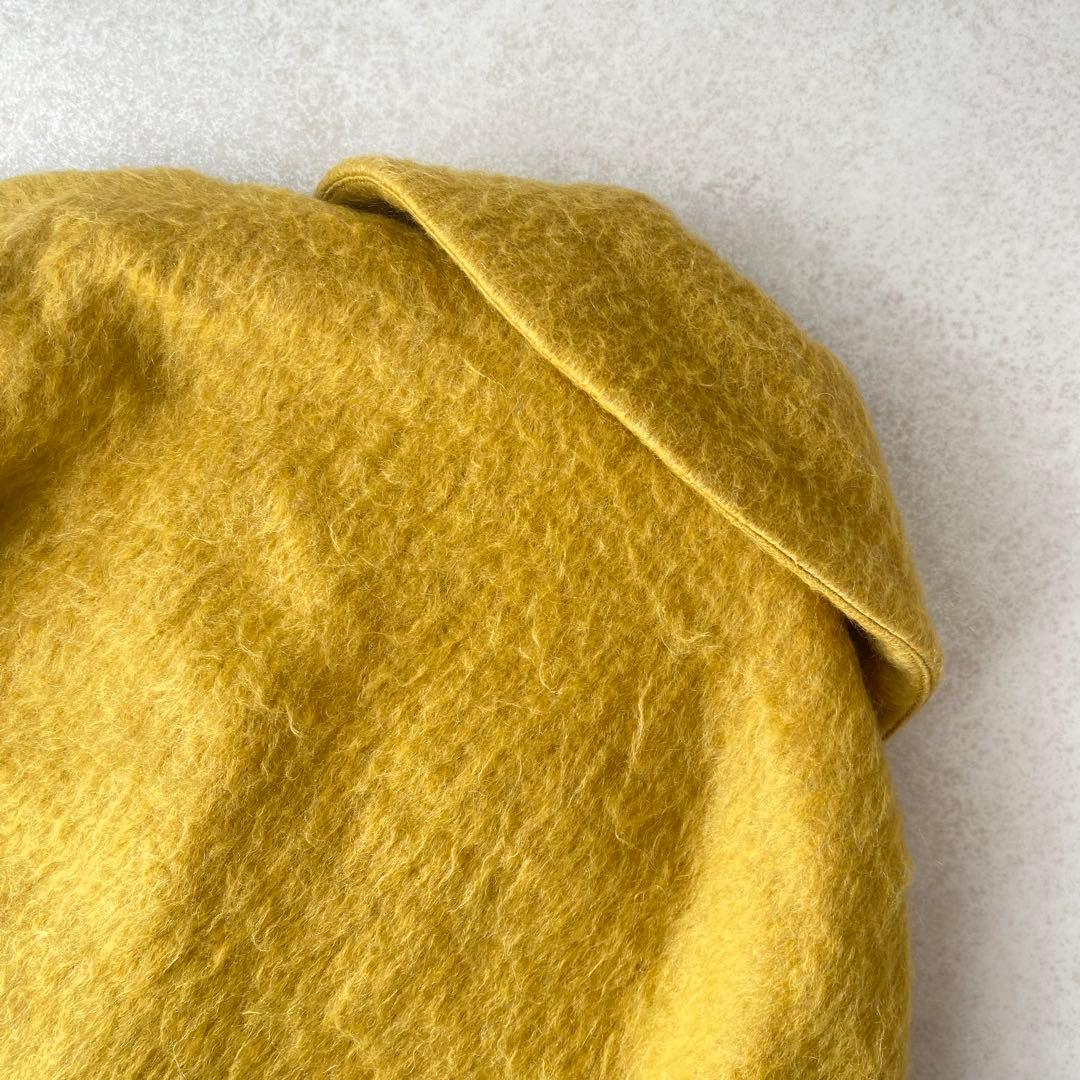 美品 デミルクスビームス シャギー ショールカラー コート ミモザイエロー S
