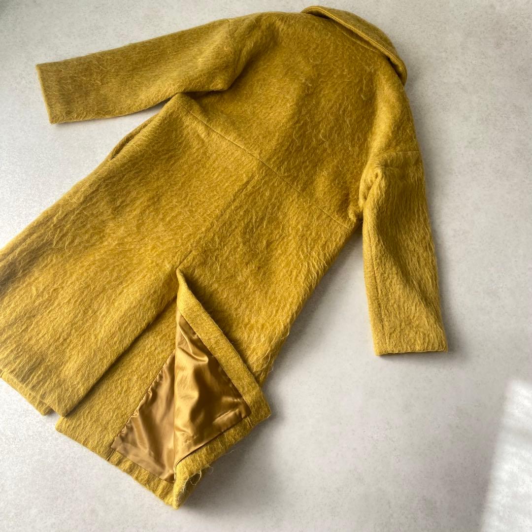 美品 デミルクスビームス シャギー ショールカラー コート ミモザイエロー S