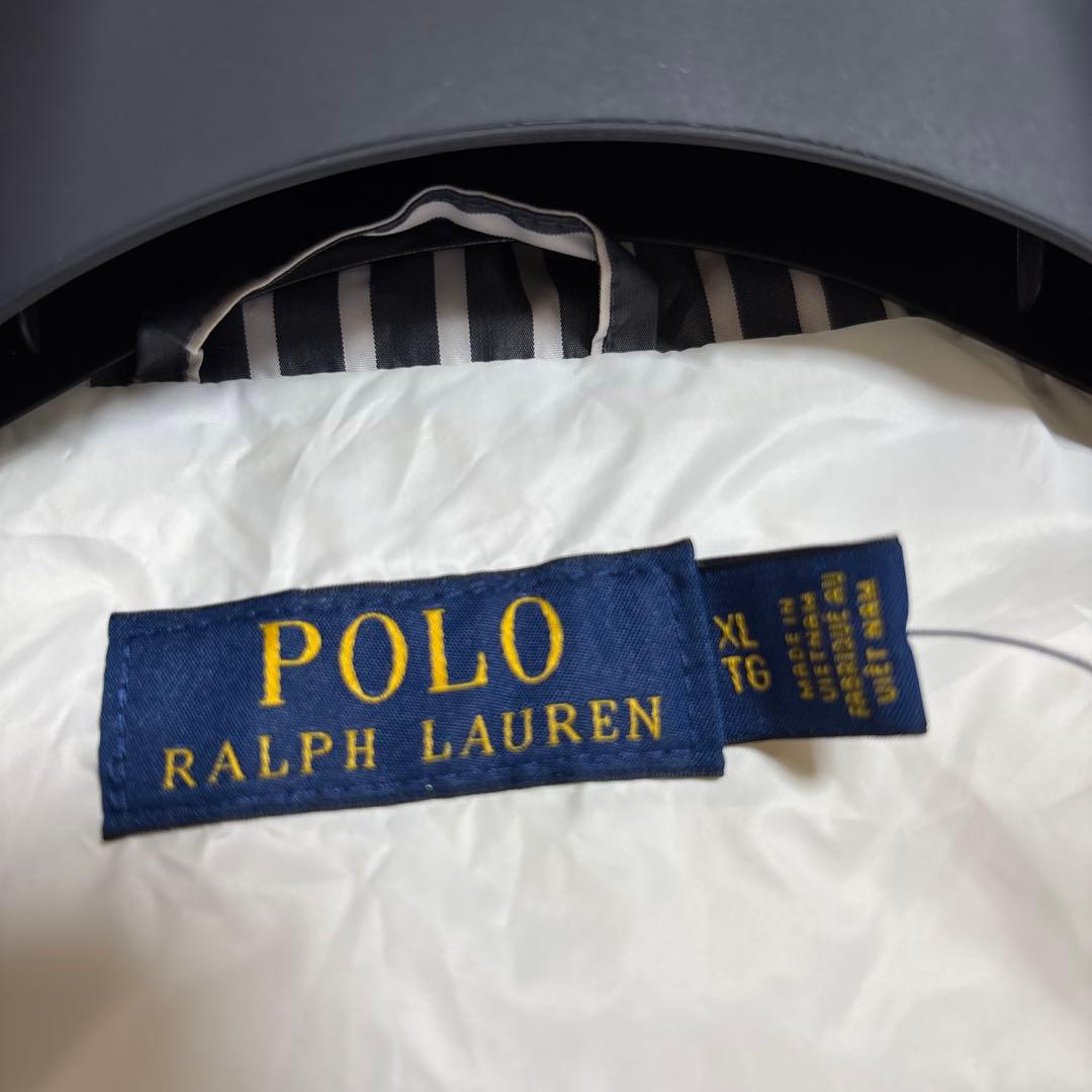 ストライプ ダウンベスト ポロ刺繍XLほぼ新品伊勢丹購入