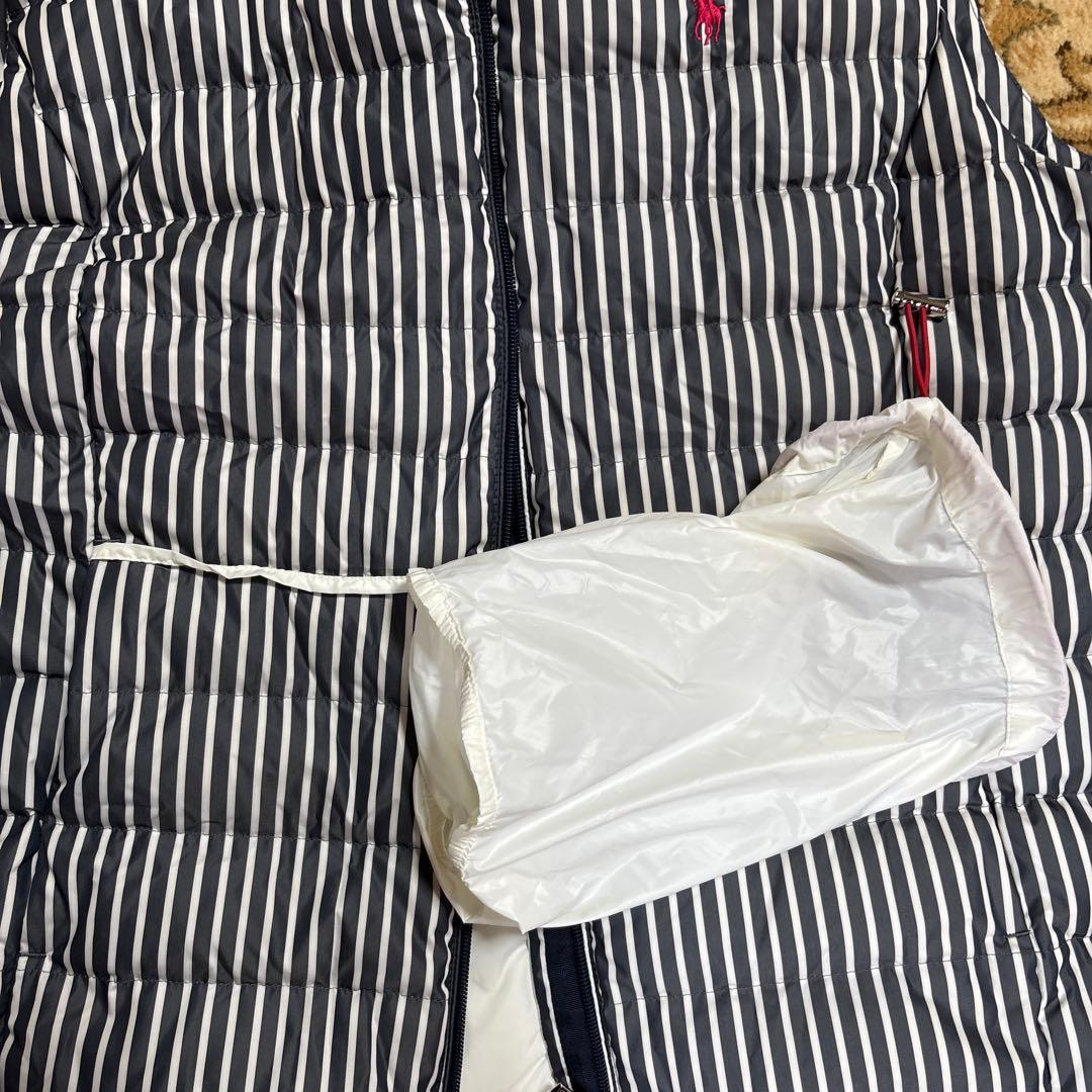 ストライプ ダウンベスト ポロ刺繍XLほぼ新品伊勢丹購入