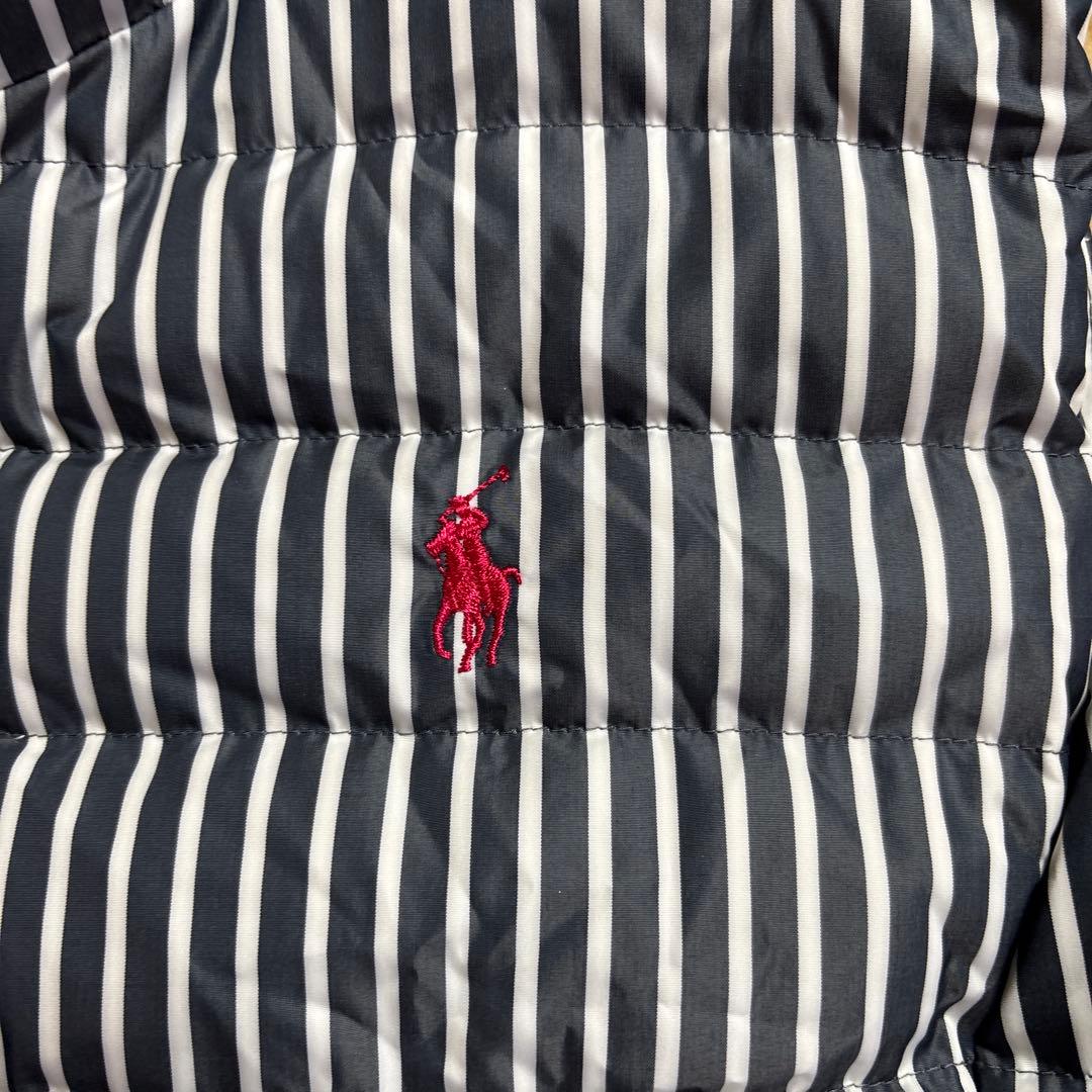 ストライプ ダウンベスト ポロ刺繍XLほぼ新品伊勢丹購入