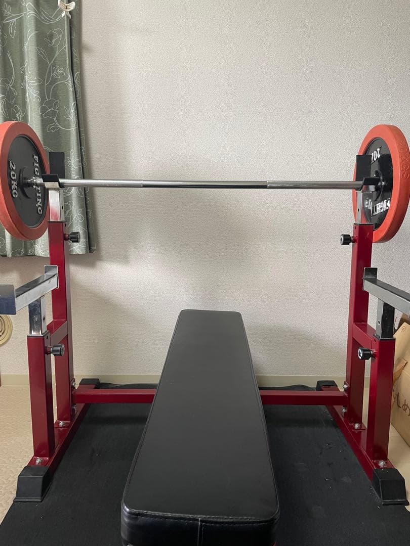 バーベルラック ベンチ付き 赤黒