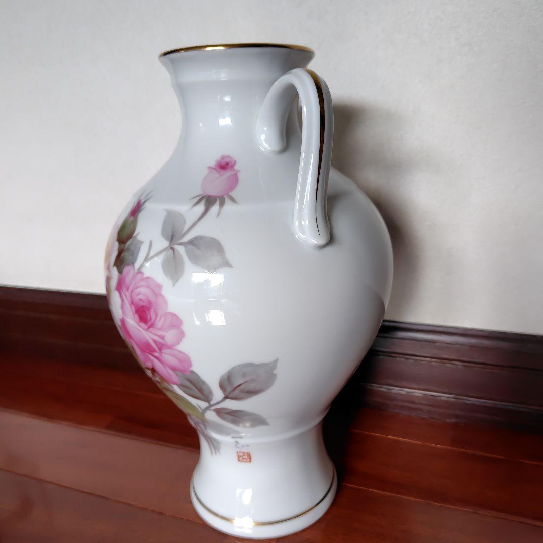 再値下げ☆【作家もの】ノリタケ　花瓶　両耳付　手描き