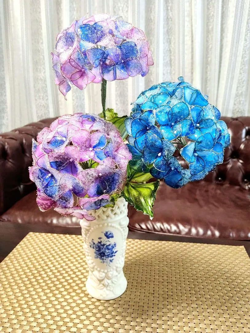 ネム　アメリカンフラワー花瓶付き紫陽花