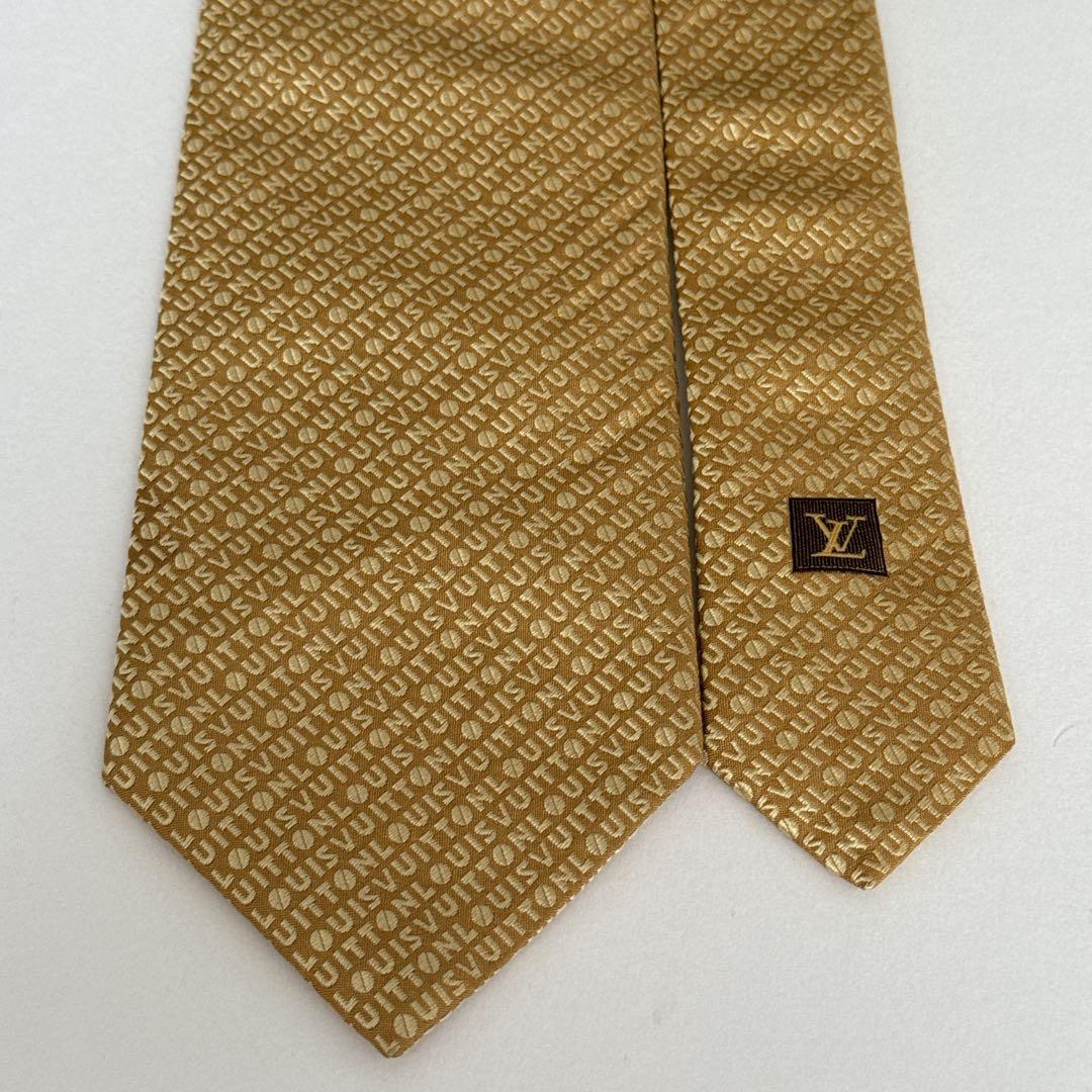 美品 ルイヴィトン ネクタイ 総ロゴ ジャガード ハイブランド 高級 肉厚 金