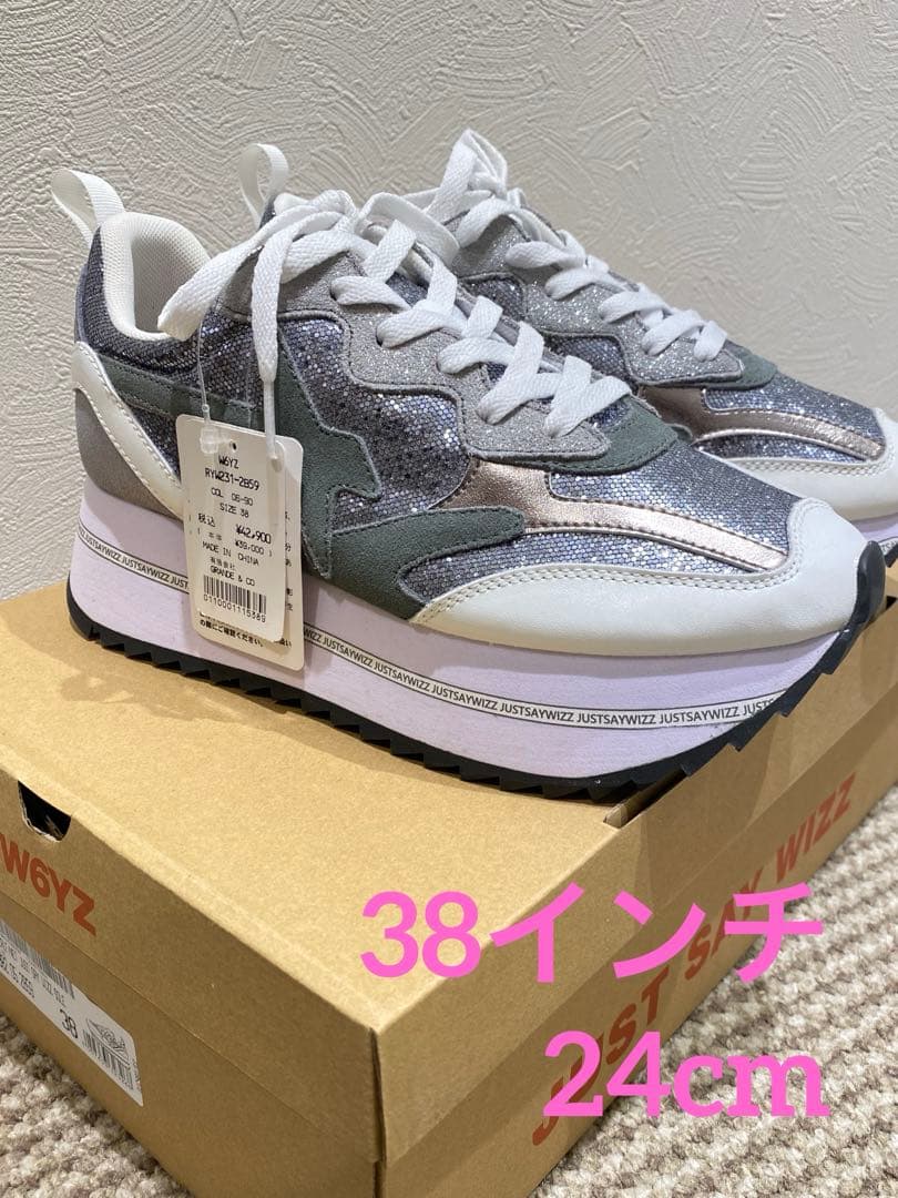 【新品】 W6YZ ウィズ スニーカー 38インチ24cm タグ箱付き 厚底
