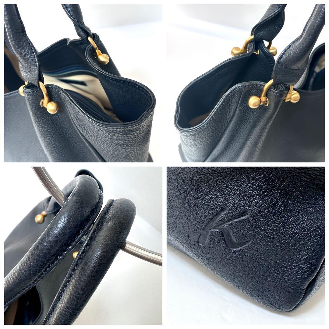 【美品】kitamura セミショルダーバッグ 本革 軽量 ビジネスバッグ