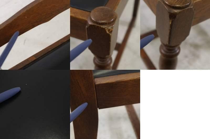 値下英国アンティーク調 オーク無垢 ダイニングチェア ラダーバック 合皮張り