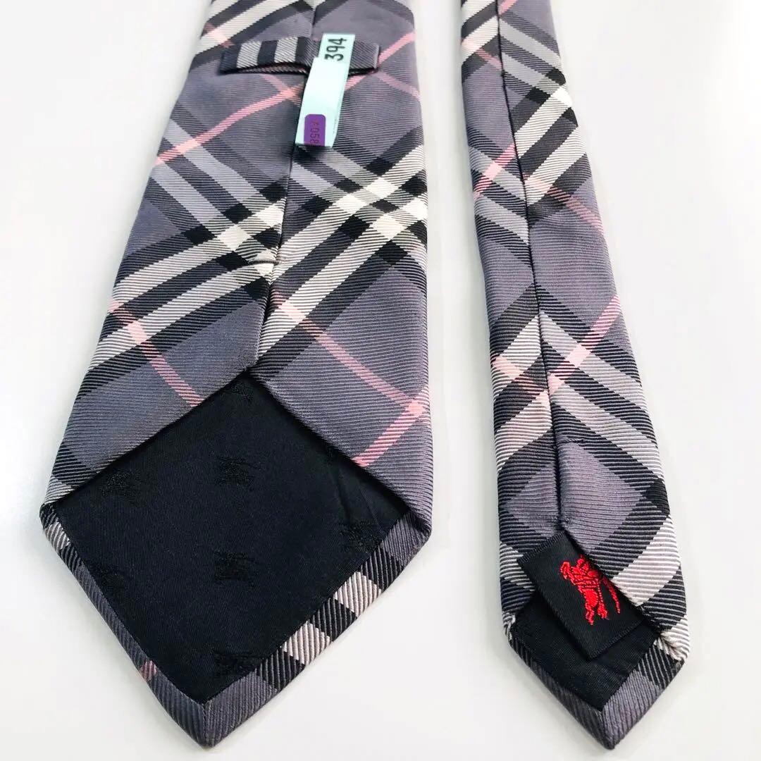 バーバリーブラックレーベル ネクタイ ノヴァチェック柄 グレー