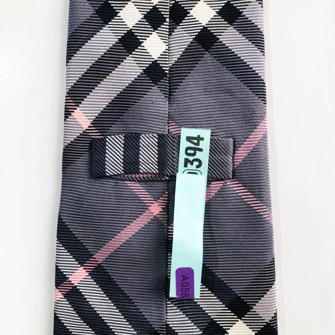 バーバリーブラックレーベル ネクタイ ノヴァチェック柄 グレー