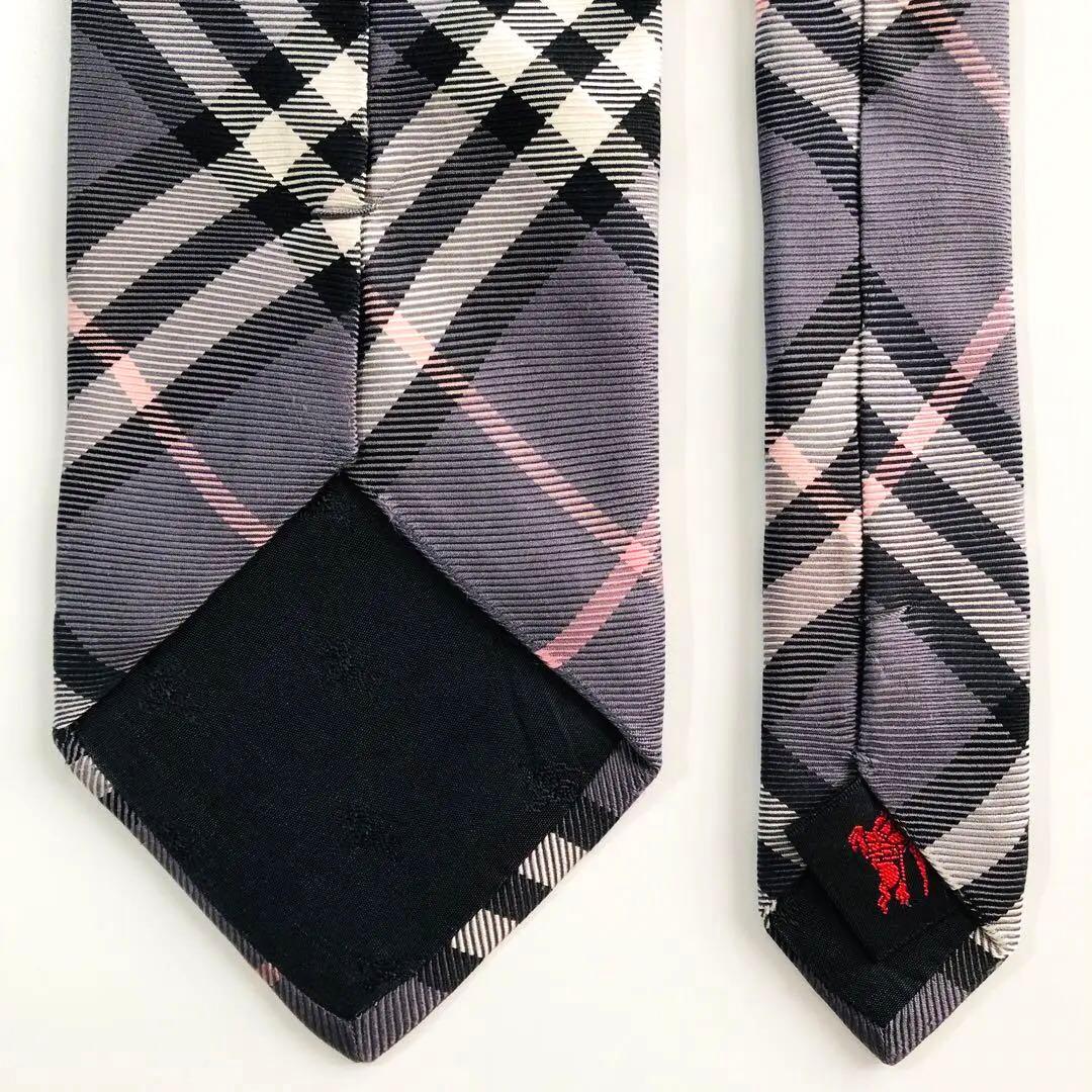 バーバリーブラックレーベル ネクタイ ノヴァチェック柄 グレー