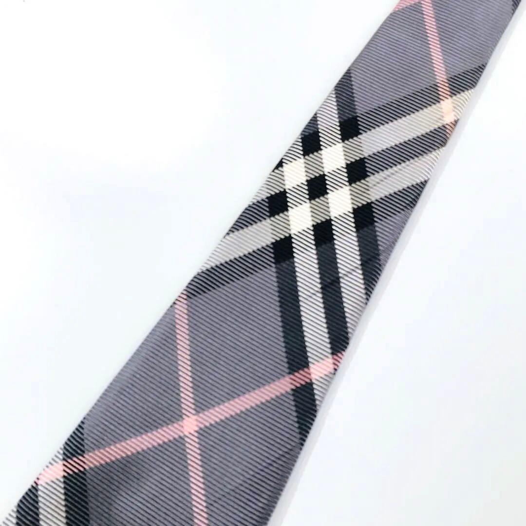 バーバリーブラックレーベル ネクタイ ノヴァチェック柄 グレー
