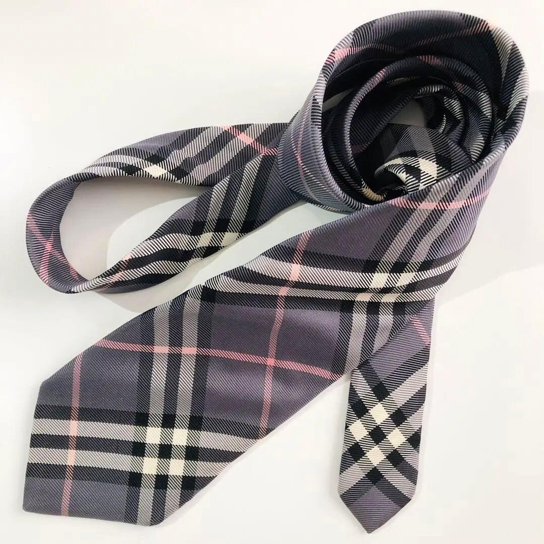 バーバリーブラックレーベル ネクタイ ノヴァチェック柄 グレー