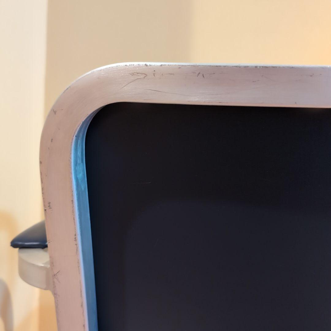 JM　②アメリカヴィンテージ　アルミ　NAVY　アームチェア　エメコ　4脚