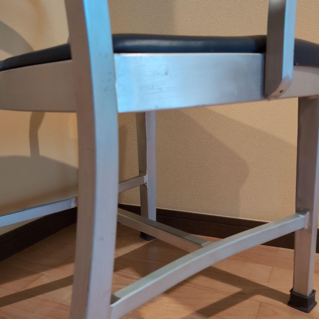 JM　②アメリカヴィンテージ　アルミ　NAVY　アームチェア　エメコ　4脚