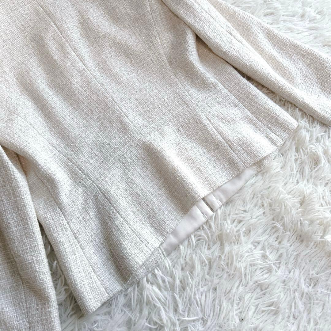 新品タグつき✨UNTITLED 【L】ツイードノーカラージャケットアイボリー