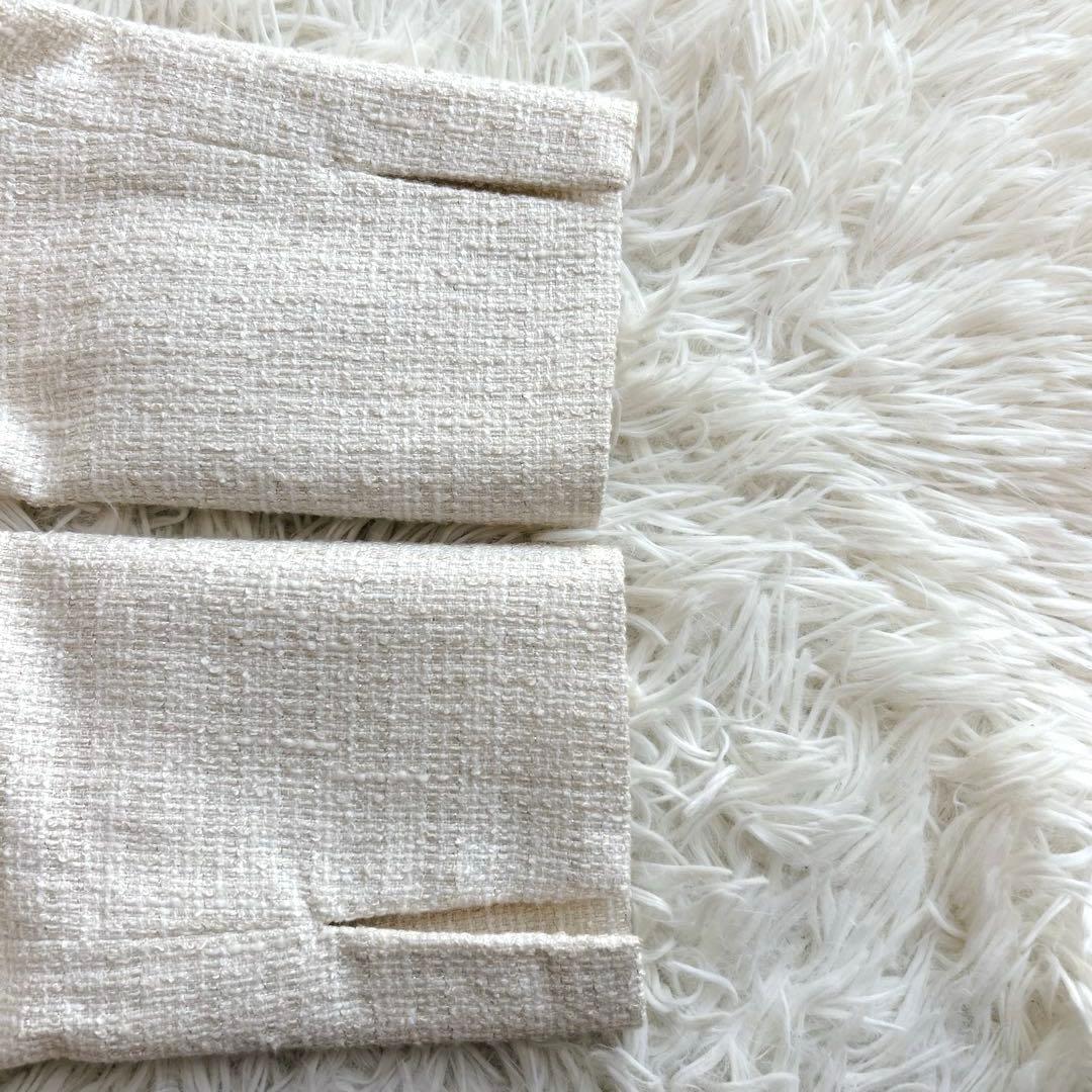 新品タグつき✨UNTITLED 【L】ツイードノーカラージャケットアイボリー