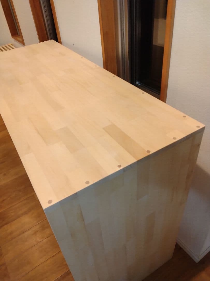 木製　ハンドメイド　オーダー　コの字　テーブル　カウンター　棚　シェルフ