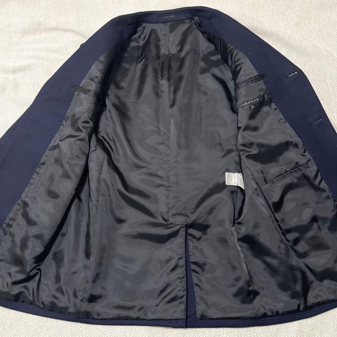 美品 Theory セオリー チェスターコート ウール カシミヤ ネイビー