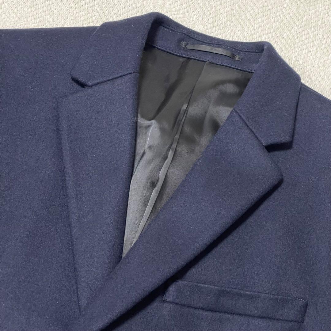 美品 Theory セオリー チェスターコート ウール カシミヤ ネイビー