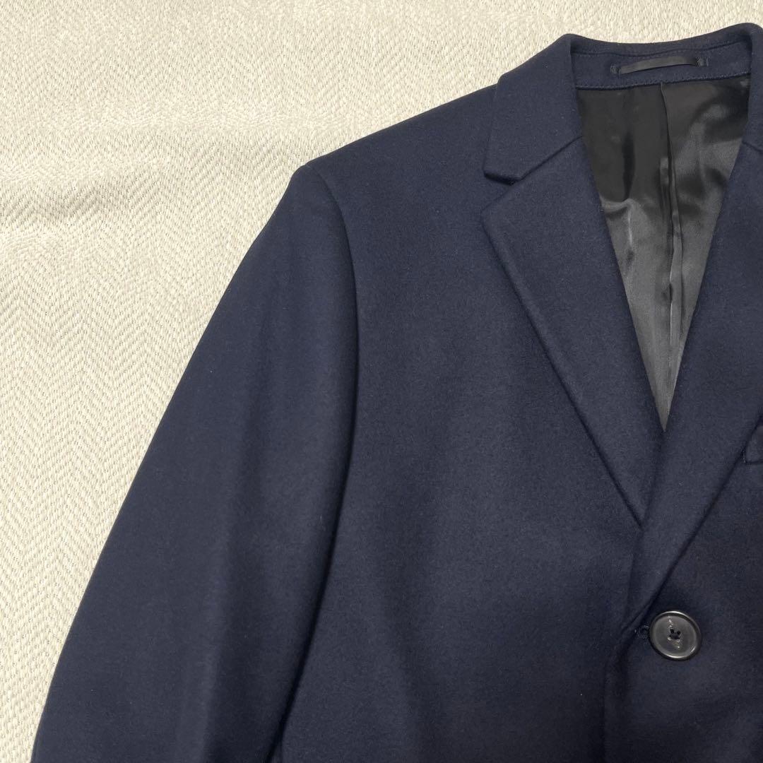 美品 Theory セオリー チェスターコート ウール カシミヤ ネイビー