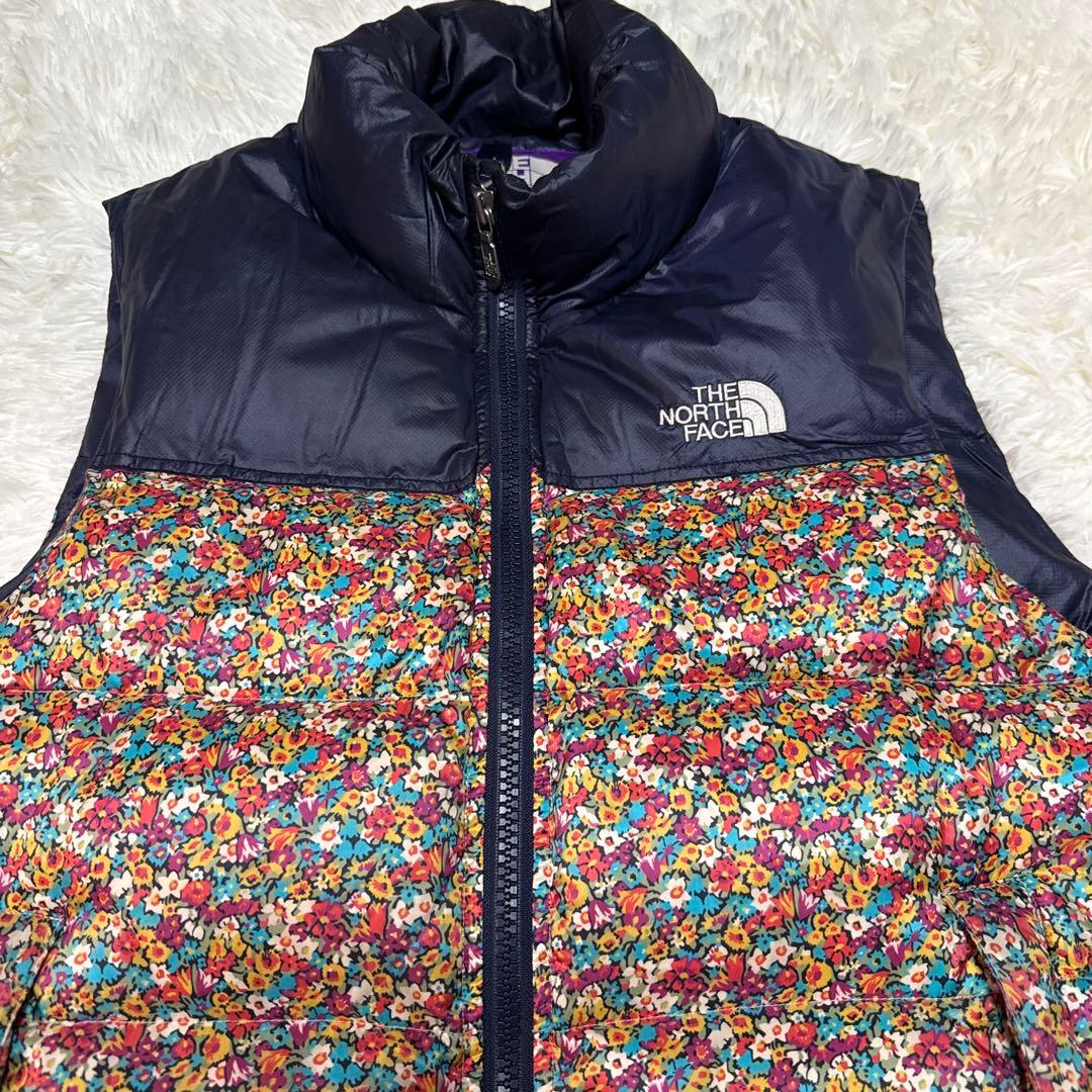 【希少】ノースフェイス　パープルレーベル　ヌプシ　ダウンベスト　花柄　別注　L