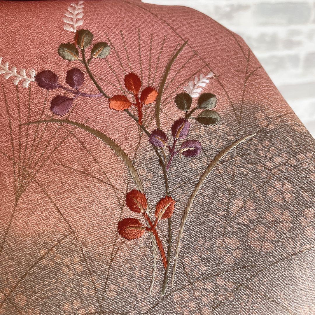 訪問着　フルセット　ツツジ　撫子　梅　萩　小花　手刺繍　可愛らしいお花　L1