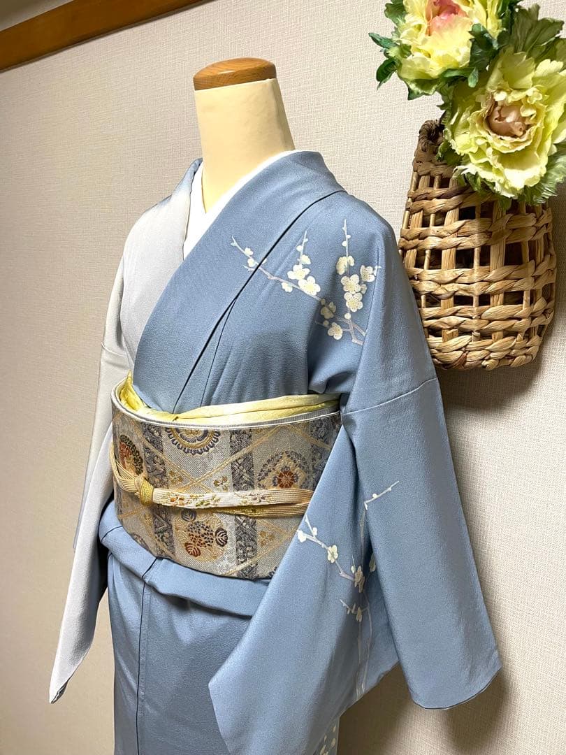 ♦️4点フルセット　（二重太鼓の作り帯＋友禅訪問着　フォーマル用帯揚げ&帯締め）