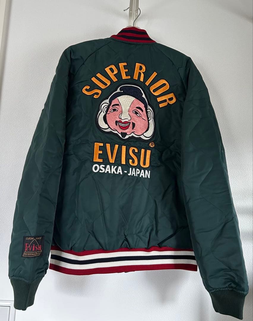 新品　EVISUエヴィス　ダークグリーンのMA-1ジャケット