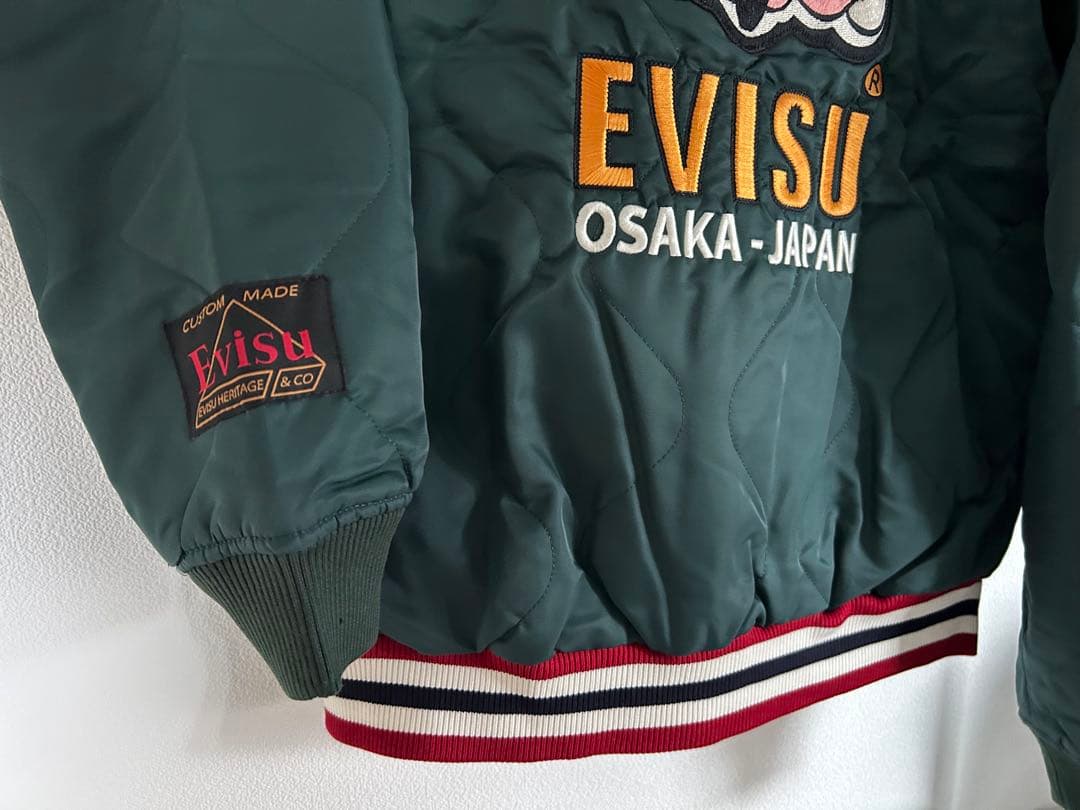 新品　EVISUエヴィス　ダークグリーンのMA-1ジャケット