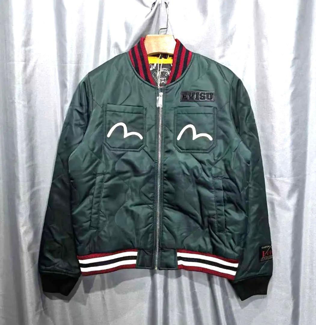 新品　EVISUエヴィス　ダークグリーンのMA-1ジャケット