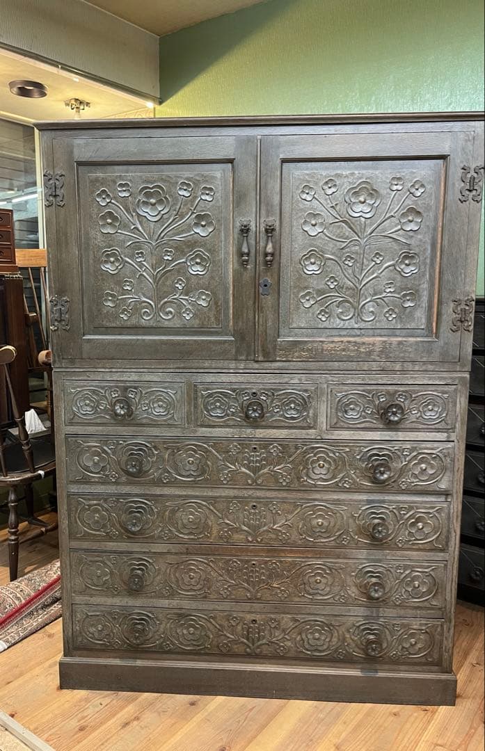 チェスト 着物箪笥 木彫り インテリア 箪笥 昭和レトロ ビンテージ 木製
