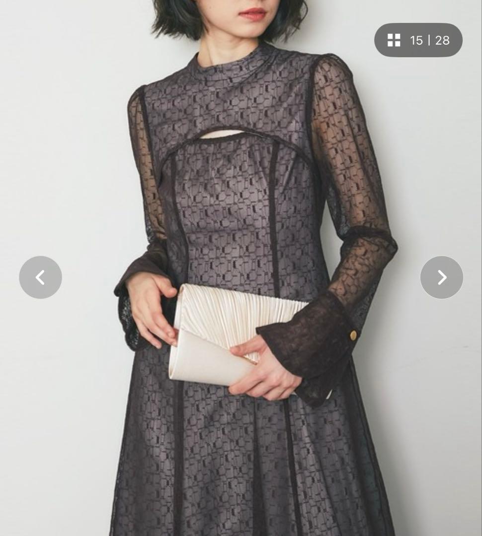 〔着用一回のみ✨１／１８まで！〕フロントカットアウトラッセルレースロングドレス