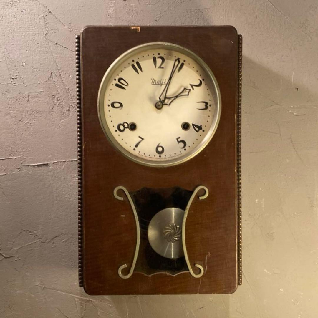 明治時計 柱時計 ヴィンテージ アンティーク インテリア 壁掛け