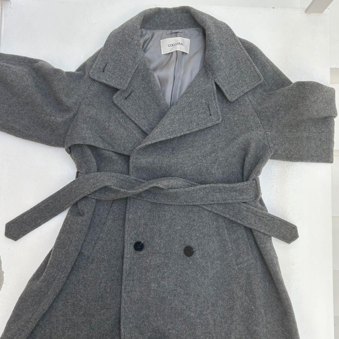 【即日発送】COCO DEAL ウールトレンチコート　グレー　Ｍサイズ
