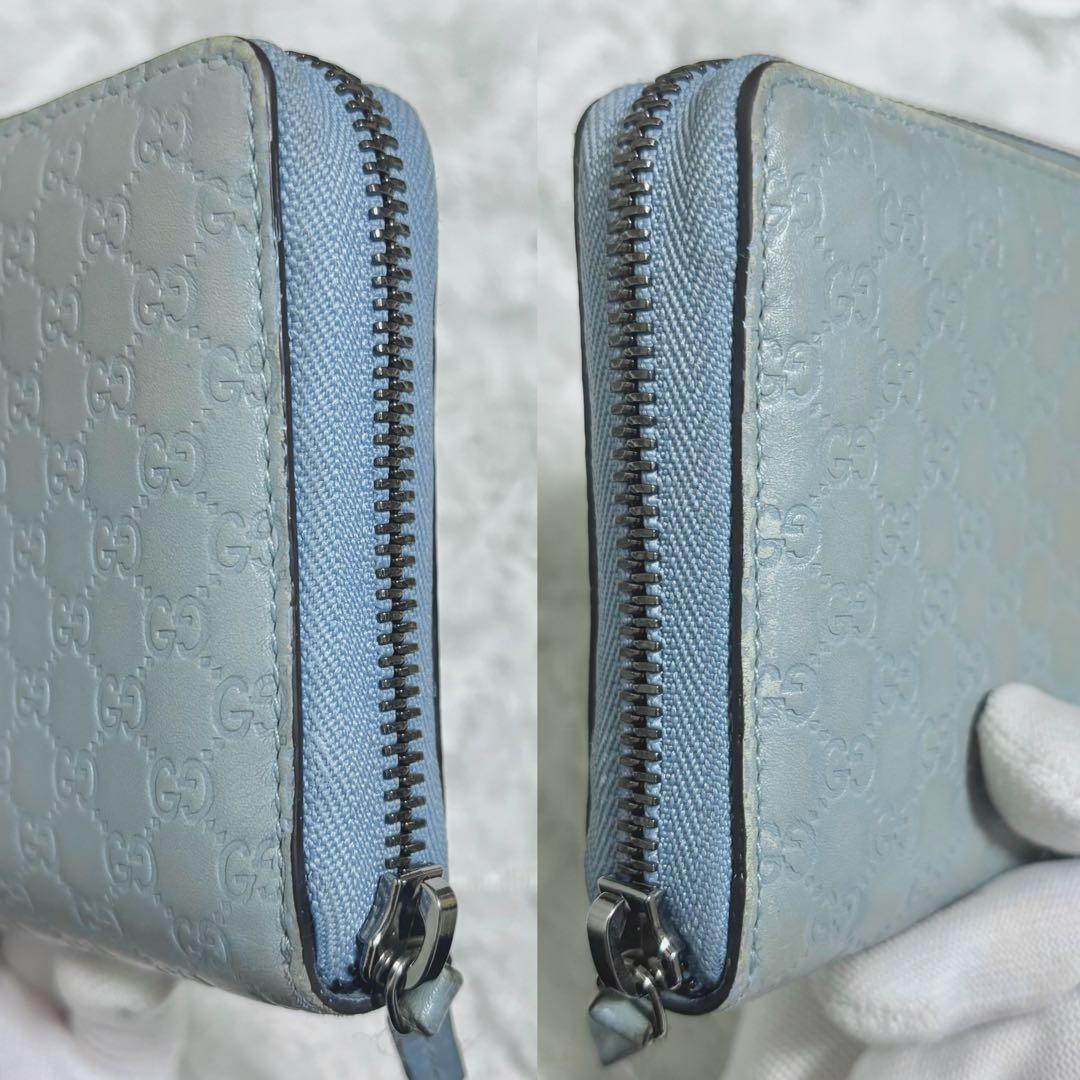 【極美品✨】グッチ 長財布 オーガナイザー マイクロシマ ブルー　レザー