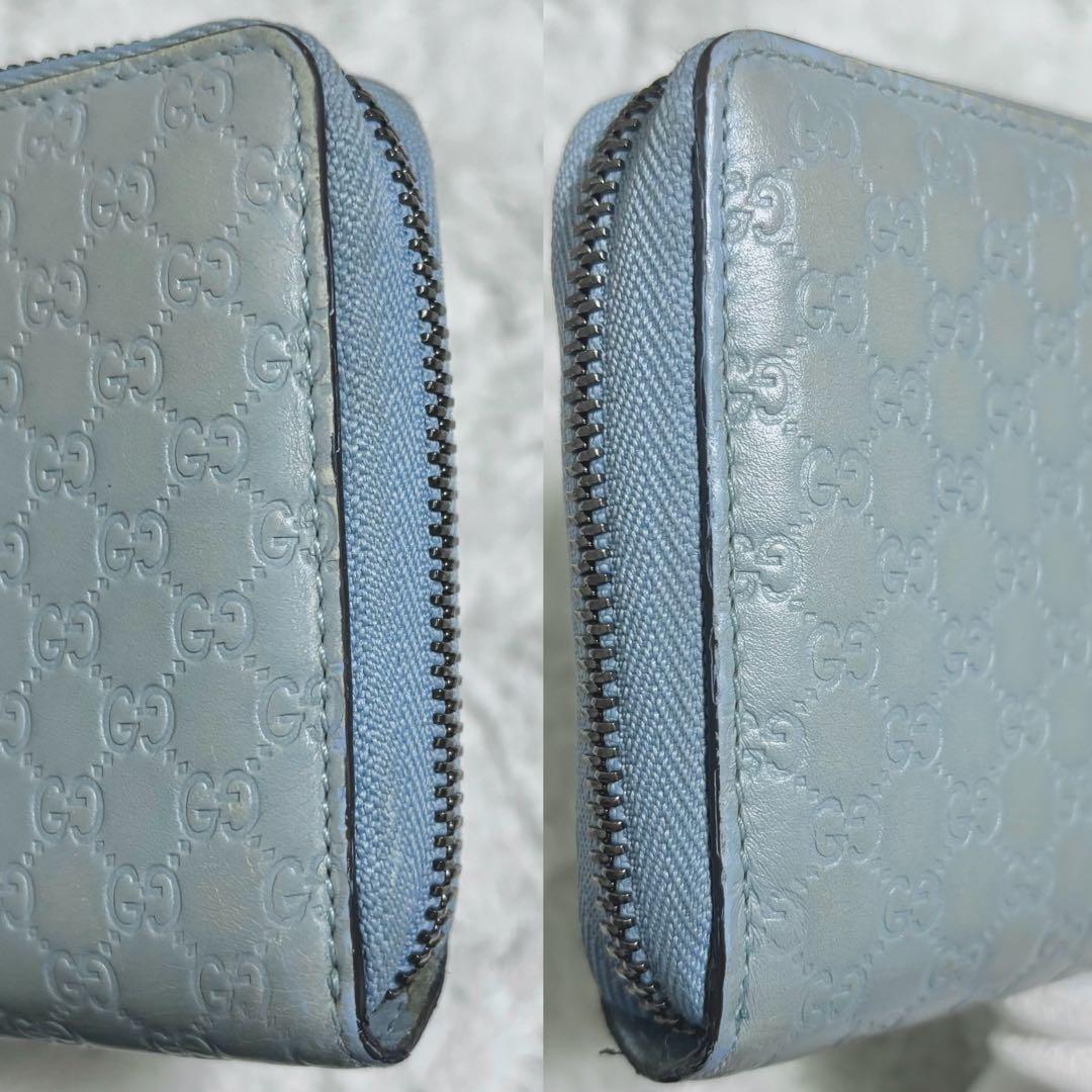 【極美品✨】グッチ 長財布 オーガナイザー マイクロシマ ブルー　レザー