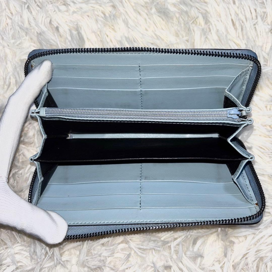 【極美品✨】グッチ 長財布 オーガナイザー マイクロシマ ブルー　レザー