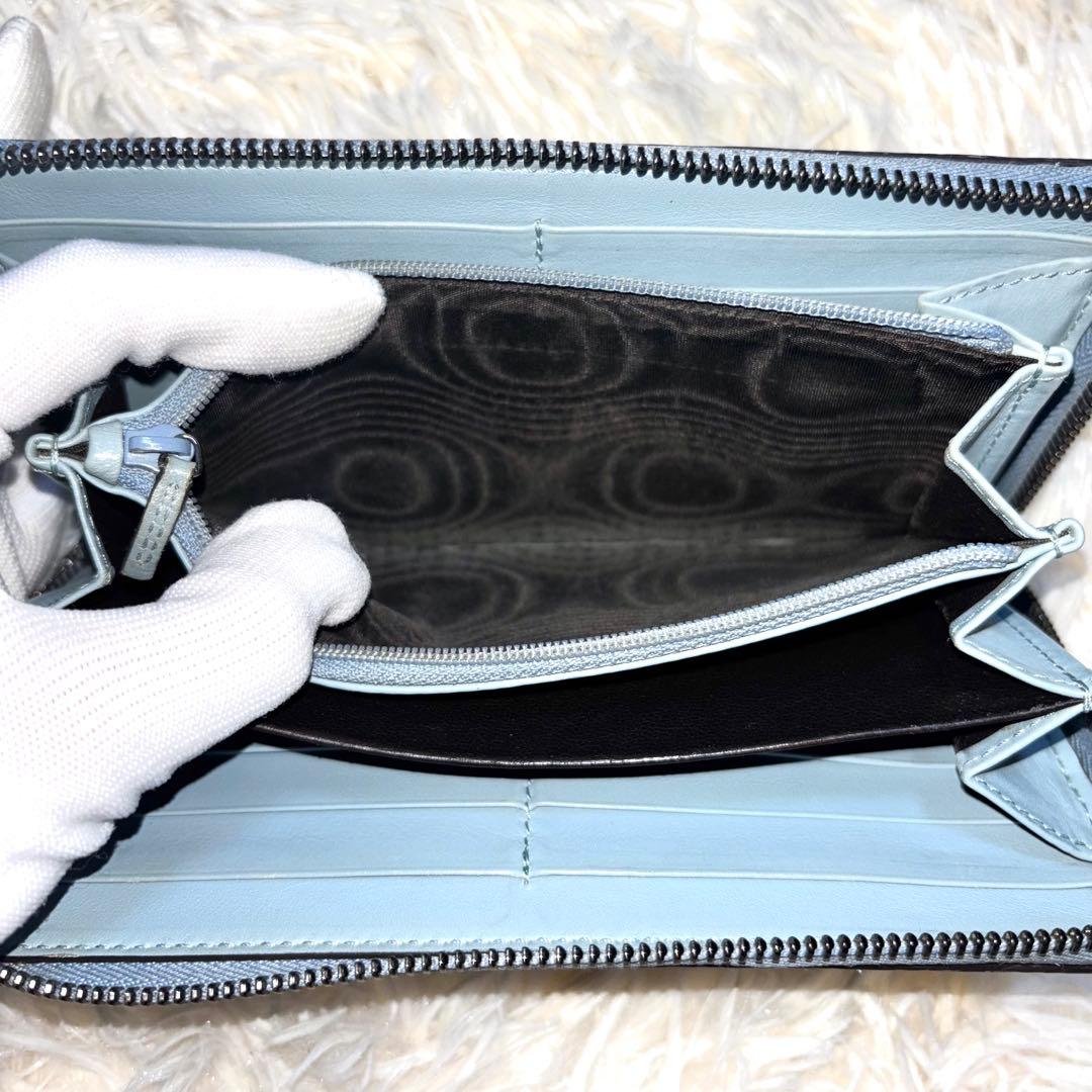 【極美品✨】グッチ 長財布 オーガナイザー マイクロシマ ブルー　レザー