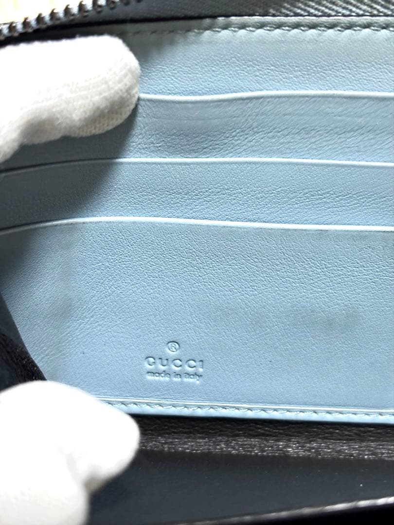 【極美品✨】グッチ 長財布 オーガナイザー マイクロシマ ブルー　レザー