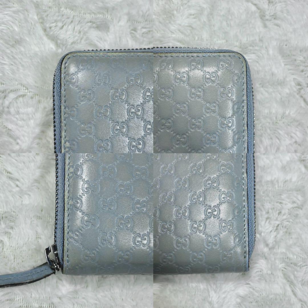 【極美品✨】グッチ 長財布 オーガナイザー マイクロシマ ブルー　レザー