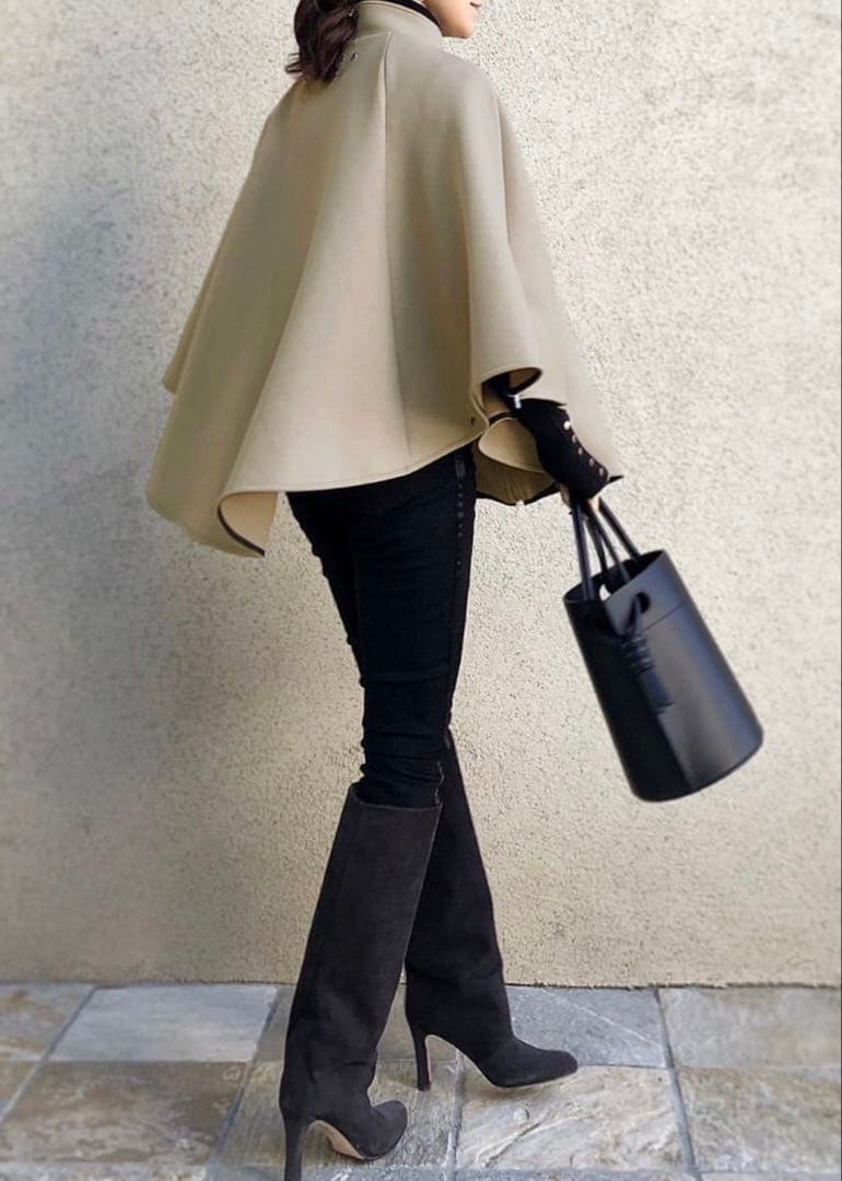 akko3839×Sov⭐︎ダブスタ⭐︎ポンチョ⭐︎ベージュ（美品）