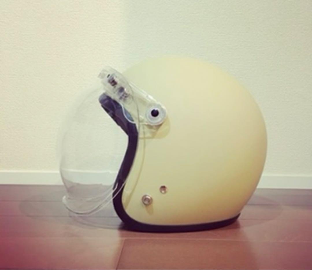 OGK KABUTO ヘルメット FREE艶消しアイボリー バブルシールド付