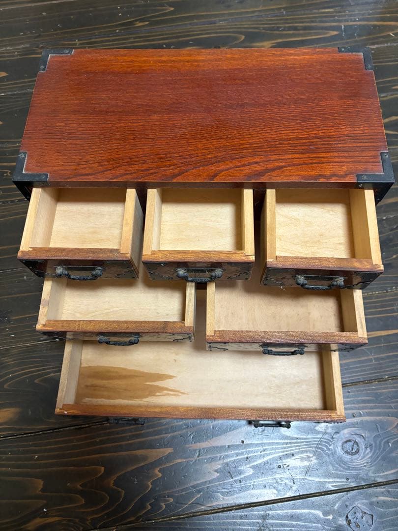 和風レトロ　木製　卓上　小物入れ