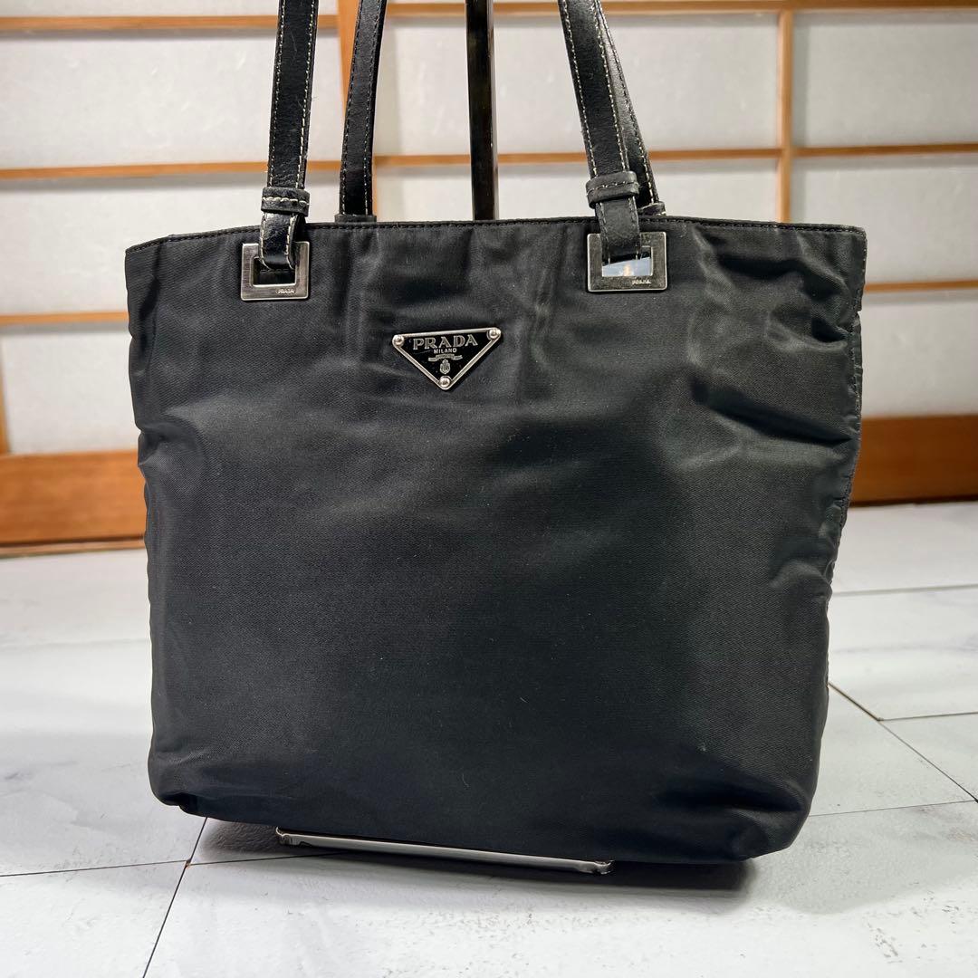 PRADA プラダ テスート レザートートバッグ ナイロン レザー 三角ロゴ