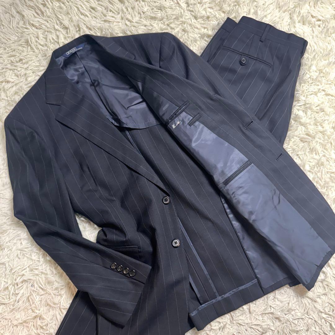 90s ポロバイラルフローレン ビンテージスーツセットアップ　ストライプ　AB6