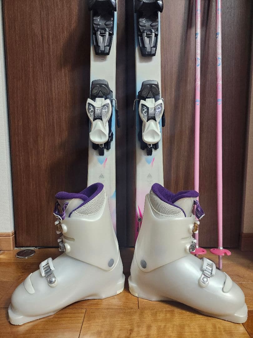 子供スキー4点セット スキー板124cm ブーツ21~22cm ストック90