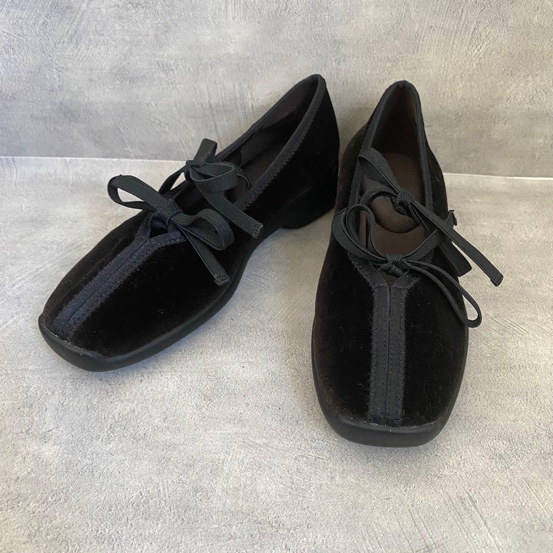 【美品】LE TALON ルタロン ダブルリボン バレーリーナ 22cm