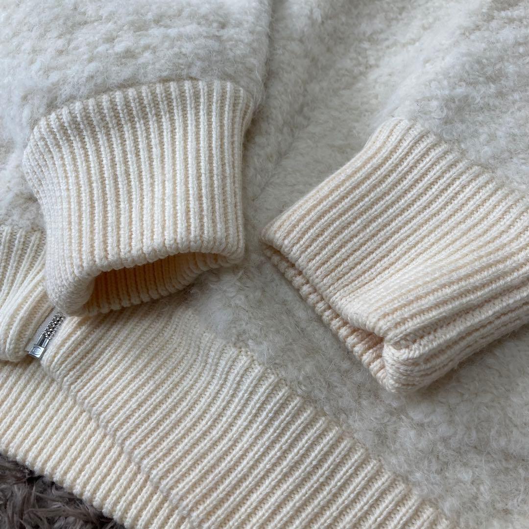 23区✨大きいサイズ2XL ボアコート　ブークレウール　アルパカ　ニット ジップ