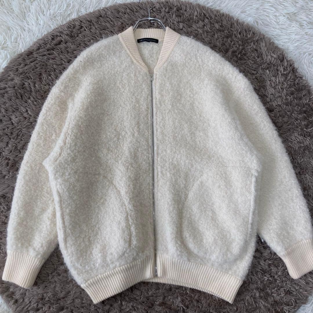 23区✨大きいサイズ2XL ボアコート　ブークレウール　アルパカ　ニット ジップ
